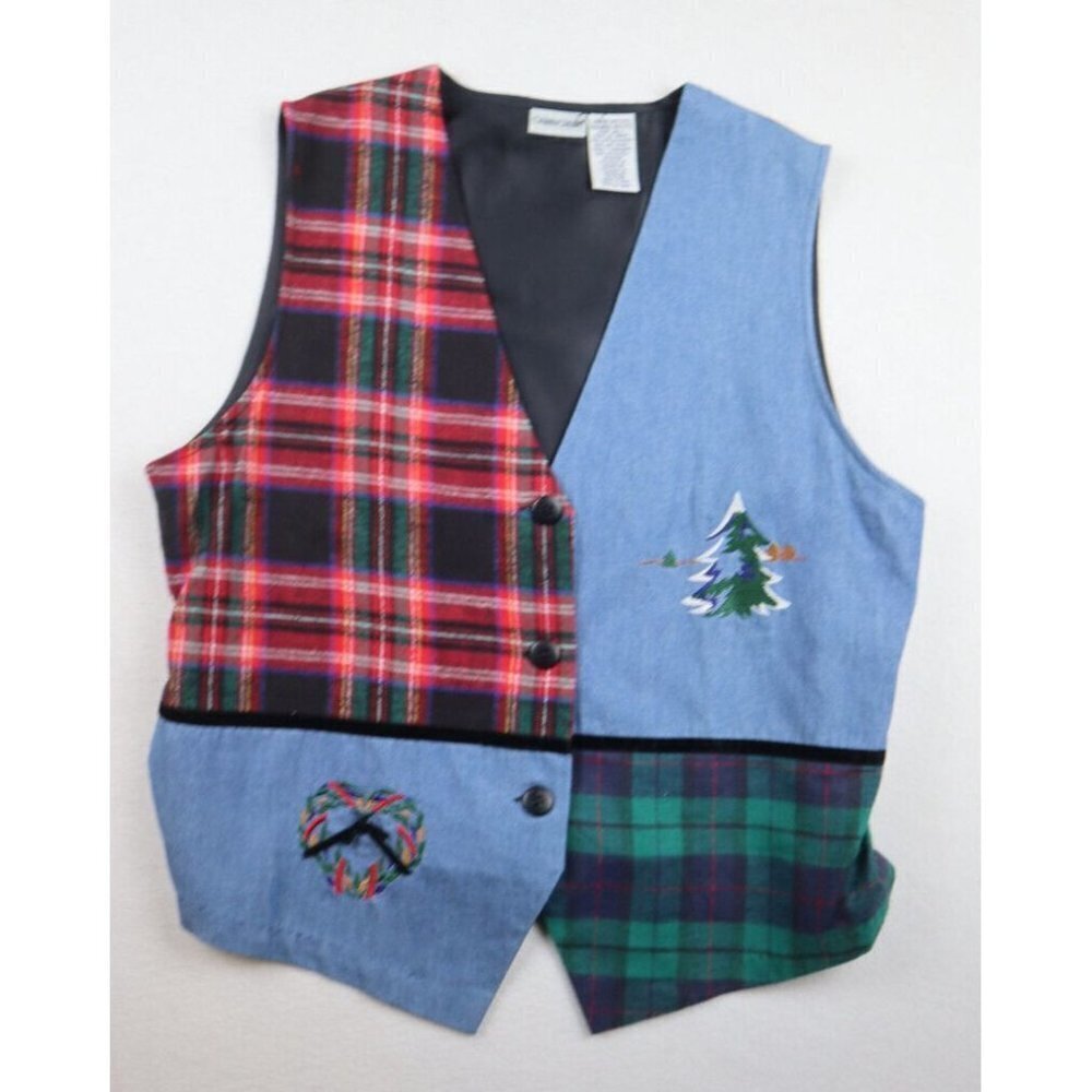 VINTAGE 90'S WOMEN'S PATCHWORK VEST - CABIN CREEK - SIZE PL
